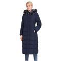 Polydeer Women's Puffer Jacket Max Long Thickened Hooded Coat Vegan Down Winter Parka (Navy, S)