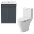 Affine Bathroom Vanity Unit Basin & Close Coupled Toilet Cloakroom Suite Bathroom Furniture Set Ceramic Sink 1 Tap Hole Soft Close Toilet Seat Grey Gloss