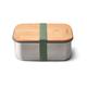 BLACK + BLUM Edelstahl Sandwichbox | Olive | 1,25 L Edelstahl Dose mit Deckel | Silikon-Trennwand & Silikonband | Bambusdeckel/Schneidebrett | Lunchbox Erwachsene BPA-frei | Bento Box Erwachsene