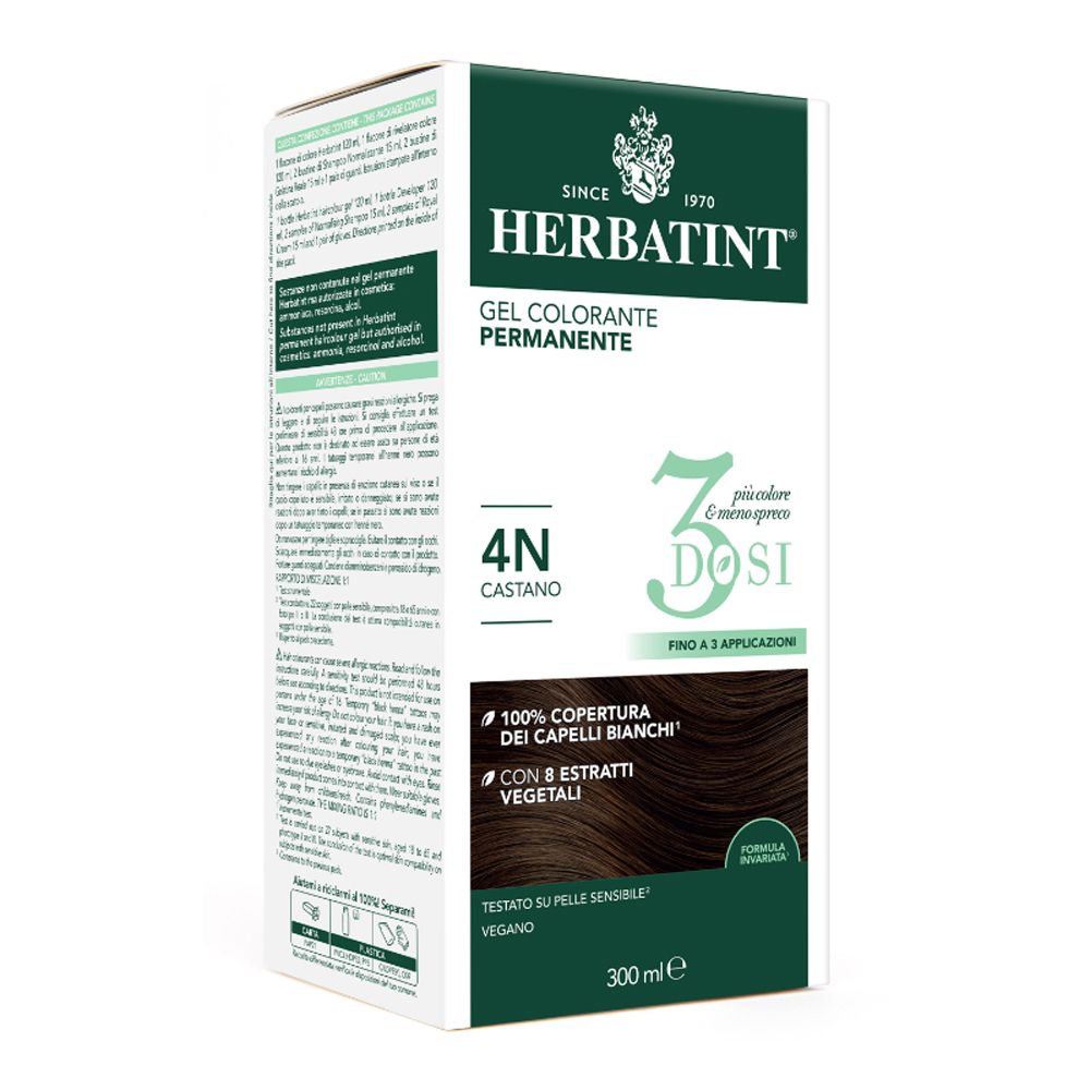 Herbatint Gel Colorante Permanente Capelli 3Dosi 4N Castano 300 ml Loz