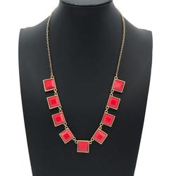 J. Crew Jewelry | J Crew Red Square Gold-Tone Necklace Christmas | Color: Gold/Red | Size: Os