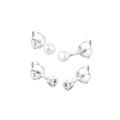 Elli Elli Ohrringe Set Basic Perle Kristalle 925 Silber Ohrringe Damen