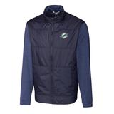 Men's Cutter & Buck Navy Miami Dolphins Big Tall Stealth Full-Zip Jacket