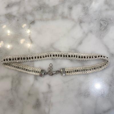 Brandy Melville Jewelry | Brandy Melville White Lace Beaded Choker | Color: Silver/White | Size: Os