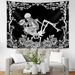 Trinx Polyester World Map Skeleton Romance Psychedelic Nature Tapestry w/ Hanging Accessories Included Polyester in Black | 59 H x 79 W in | Wayfair