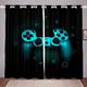 Boys Gamepad Curtains Gamer Window Curtain For Kids Children Video Game Curtains Stain Resistant Bedroom Blue Black Classic Arcade Retro Gaming Darkening Thermal Drapes(2 Panel W46*L54)