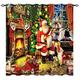 YUANZU Christmas Blackout Curtains, Santa Claus Decor Gift Dog Patterns Feast Theme Microfiber Fabric Eyelet Blackout Curtains for Living Room Bedroom W168cm (66") x D183cm (72") 2 Panels