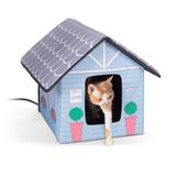 20W Heated Outdoor Kitty House Cottage Design Cat Bed, 18" L X 22" W, Standard, Multi-Color