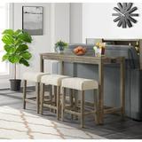 Gracie Oaks Cadott 4 - Piece Counter Height Dining Set Wood/Upholstered in Brown/Gray | Wayfair 6EAB186AD5654C1B8A8DB584CA153F5A