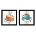 East Urban Home Wake Me up Coffee - 2 Piece Painting Print Set on Canvas Metal in Blue/Gray/Orange | 16 H x 32 W x 1.75 D in | Wayfair