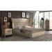 Rosdorf Park Khang Solid Wood Upholstered Standard 4 Piece Bedroom Set Upholstered in Brown/Yellow, Size Queen | Wayfair