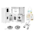 Mamabrum Baby Toys Play Corner Kitchen Wooden Kids Toys, Role Play Kitchen Accessories Included Pretend Play Toy Kitchen for Kids Little Chef Kitchen Playset, White