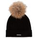 BKLYN - Calda Merino Ribbed Hat with Pom, Black/Natural, One Size