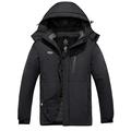 Wantdo Men's Warm Winter Ski Jacket Waterproof Mountain Snowboarding Jacket Thermal Fleece Jacket Detachable Hood Windproof Coat Black L