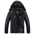 MAGCOMSEN Work Fleece Jackets Mens Full Zip Waterproof Soft Shell Jacket for Men Winter Coats Breathable Windproof Jacket Mens Walking Jacket Hiking Parka Coat with Mulit Pockets Black Grey