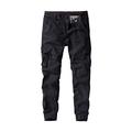 Zestion Mens Cargo Combat Work Trousers Slim-Fit Anti-Ball Ripstop Outdoor Work Wear Stretch Canvas Beam Feet Walking Climbing Pants 38 Black