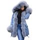 Women Faux Fur Collar Coat, Winter Warm Thick Bubble Padded Hooded Windproof Parka, Long Quilted Puffer Jacket, Ladies Open Front Fleece Lined Casual Oversize Cardigan with Pockets Outwear