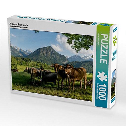 Puzzle CALVENDO Puzzle Allgäuer Braunvieh - 1000 Teile Foto-Puzzle glückliche Stunden Kinder