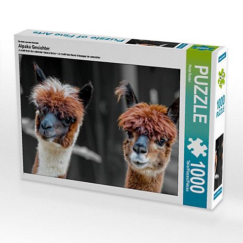 Puzzle CALVENDO Puzzle Alpaka Gesichter - 1000 Teile Foto-Puzzle glückliche Stunden Kinder