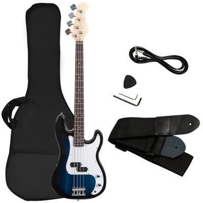 Costway Electric Bass Guitar Full Size 4 String Strap Guitar-Blue