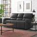 Steelside™ Drew 86" Genuine Leather Round Arm Reclining Sofa Genuine Leather in Gray | 41 H x 86 W x 41 D in | Wayfair