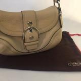 Coach Bags | Coach Pebbled Leather Soho Buckle Flap Hobo Bag | Color: Cream | Size: 13”L X 8.5”H X 3” W