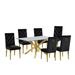 Willa Arlo™ Interiors Avalon 6 - Person Dining Set Wood/Glass/Upholstered/Metal in Brown | Wayfair 9187A19AE02042E28C35BB3A5625EF7F