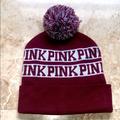 Pink Victoria's Secret Accessories | Burgundy Beanie With Pom | Color: Red | Size: Os