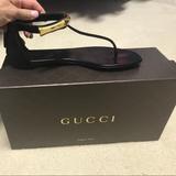 Gucci Shoes | Gucci Bamboo Kid Scamosciato Nero Sandals | Color: Black/Gold | Size: 5