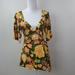 Anthropologie Tops | Anthropologie Ric Rac Floral Faux Wrap Top | Color: Green/Yellow | Size: S