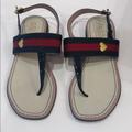 Gucci Shoes | Gucci Junior Girls Leather Thong Sandals | Color: Blue/Red | Size: Kids Size 30 (12 1/2)
