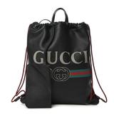 Gucci Bags | Gucci Logo-Print Drawstring Backpack In Black | Color: Black | Size: 14.25" X 12" X 0.5"