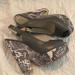 Nine West Shoes | Like-New Nine West Snakeskin Peep-Toe Wedges | Color: Gray/White | Size: 6