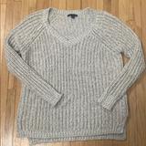 American Eagle Outfitters Sweaters | American Eagle Oatmeal Glitter V Neck Sweater | Color: Cream/Gold | Size: M