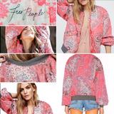 Free People Jackets & Coats | Free People Pink Paisley Floral Bomber Jacket | Color: Gray/Pink | Size: M