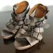 J. Crew Shoes | J Crew High Heel 6.5 Grey Leather Buckle Sandals | Color: Gray | Size: 6.5