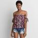 American Eagle Outfitters Tops | Aeo Burgundy Floral Off-The-Shoulder Top | Color: Pink/Red | Size: S
