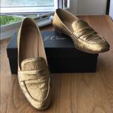 J. Crew Shoes | Jcrew Metallic Gold Penny Loafers, Size 9.5 | Color: Gold | Size: 9.5