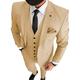 Men's Champagne Business Suits Two Button 3 Piece Slim Fit Notch Lapel Wedding Tuxedos Suit 42/36