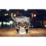 Trinx 5.5"W Skull w/ Ox Horn Helmets Statue Fantasy Decoration Figurine Resin in Brown/Gray | 4.25 H x 5.5 W x 3 D in | Wayfair