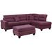 Brown/Indigo Sectional - Red Barrel Studio® Medemblik 75" Wide Right Hand Facing Sofa & Chaise w/ Ottoman Polyester | 35 H in | Wayfair