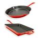 Prep & Savour Dorla 10" Non Stick Cast Iron 2 Piece Frying Pan Set Non Stick/Enameled Cast Iron/Cast Iron in Red | 33.18 H in | Wayfair