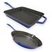 Prep & Savour Dorla 10" Non Stick Cast Iron 2 Piece Frying Pan Set Non Stick/Enameled Cast Iron/Cast Iron in Blue | 33.18 H in | Wayfair