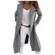 BUKINIE Womens Trench Coat Cardigans Double-Breasted Notched Lapel Midi Wool Blend Pea Coat Blazer Jackets(Dark Grey,Large)