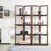 Millwood Pines Patria 68.89" H x 70" W Solid Wood Etagere Bookcase Wood in Brown/Green | 69 H x 70 W x 8.7 D in | Wayfair