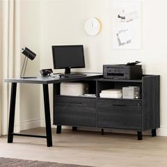 Mercury Row® Pearsall L-Shape Desk w/ Built in Outlets Wood in Gray | 30.25 H x 60.25 W x 51 D in | Wayfair 13332