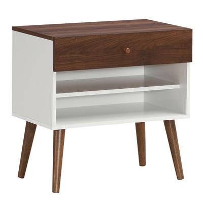 Costway Mid-Century Nightstand with Drawer and Rub...
