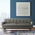 Modway Engage Top-Grain Leather Living Room Lounge Sofa Genuine Leather in Gray/Black | 34 H x 90 W x 35.5 D in | Wayfair EEI-3733-GRY