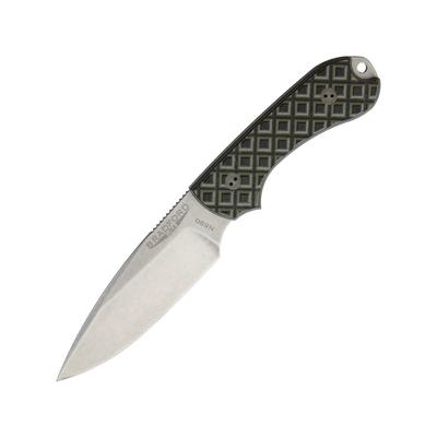 Bradford Knives Guardian 3 OD Green/Black Fixed Blade Knife 6.75in Overall 3.25in Stonewash Bohler N690 SS Drop Point Textured G10 Handle Brown