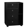 URBNLIVING 6 Section Small Side Unit Wooden Black Bookcase With 4 Drawers (Black)